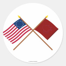 Crossed Betsy Ross and Eutaw Flags Round Sticker