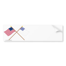 Crossed Betsy Ross and Forster Flags Bumper Stickers