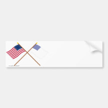 Crossed Betsy Ross and Forster Flags Bumper Stickers