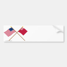Crossed Betsy Ross and Forster-Knight Flags Bumper Stickers