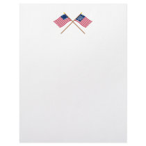 Crossed Betsy Ross and French Alliance Flags Customized Letterhead