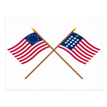 Crossed Betsy Ross and French Alliance Flags Post Card