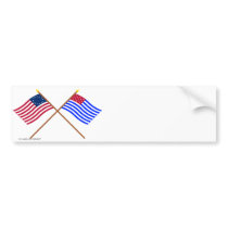 Crossed Betsy Ross and Ft Mercer Flags Bumper Sticker