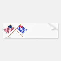 Crossed Betsy Ross and Ft Mercer Flags Bumper Sticker