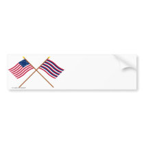 Crossed Betsy Ross and Ft Mifflin Flags Bumper Sticker