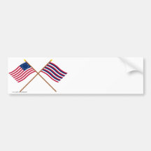 Crossed Betsy Ross and Ft Mifflin Flags Bumper Sticker