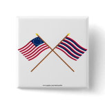 Crossed Betsy Ross and Ft Mifflin Flags buttons