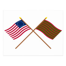 Crossed Betsy Ross and Ft Sackville Flags Postcards