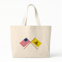 Crossed Betsy Ross and Gadsden Flags Canvas Bag