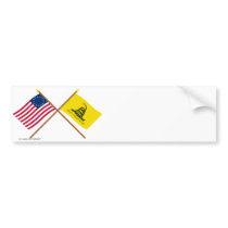 Crossed Betsy Ross and Gadsden Flags Bumper Stickers