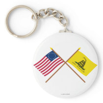 Crossed Betsy Ross and Gadsden Flags Key Chains