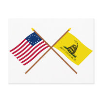 Crossed Betsy Ross and Gadsden Flags Post Card