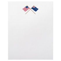 Crossed Betsy Ross and George Rex Flags Letterhead Template