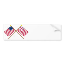 Crossed Betsy Ross and Grand Union Flags Bumper Sticker
