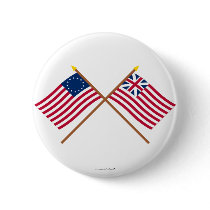 Crossed Betsy Ross and Grand Union Flags Pinback Button