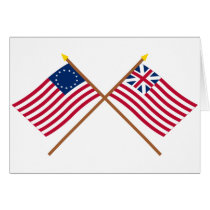 Crossed Betsy Ross and Grand Union Flags Card