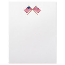 Crossed Betsy Ross and Grand Union Flags Custom Letterhead