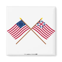 Crossed Betsy Ross and Grand Union Flags Fridge Magnets