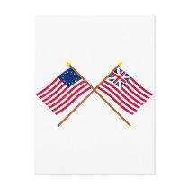 Crossed Betsy Ross and Grand Union Flags Postcard