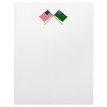 Crossed Betsy Ross and Green Mountain Boys Flags Personalized Letterhead