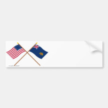 Crossed Betsy Ross and New Hampshire 2nd Regiment Bumper Sticker