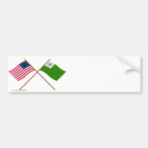 Crossed Betsy Ross and Newburyport Flags Bumper Stickers