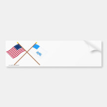 Crossed Betsy Ross and Rhode Island 1st Regiment F Bumper Sticker