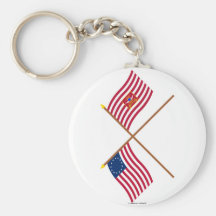 Crossed Betsy Ross and Sheldon's Horse Flags Keychains