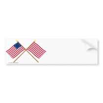 Crossed Betsy Ross and Sons of Liberty Flags Bumper Stickers