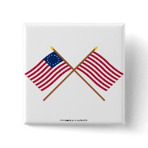 Crossed Betsy Ross and Sons of Liberty Flags Pins