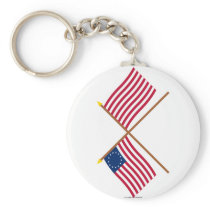 Crossed Betsy Ross and Sons of Liberty Flags Key Chain