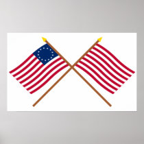 Crossed Betsy Ross and Sons of Liberty Flags Print