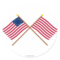Crossed Betsy Ross and Sons of Liberty Flags Sticker