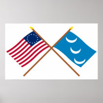 Crossed Betsy Ross and South Carolina Militia Flag Print
