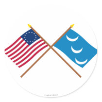 Crossed Betsy Ross and South Carolina Militia Flag Round Stickers