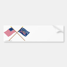 Crossed Betsy Ross and Whiskey Rebellion Flags Bumper Sticker