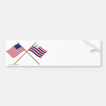 Crossed Betsy Ross Flag & New England Navy Ensign Bumper Sticker