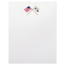 Crossed Betsy Ross & Washington's Lifeguard Flags Customized Letterhead
