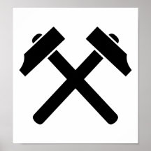 Crossed black hammer print