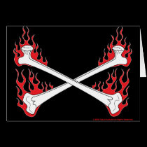 Crossed Bones with Flames Greeting Card cards