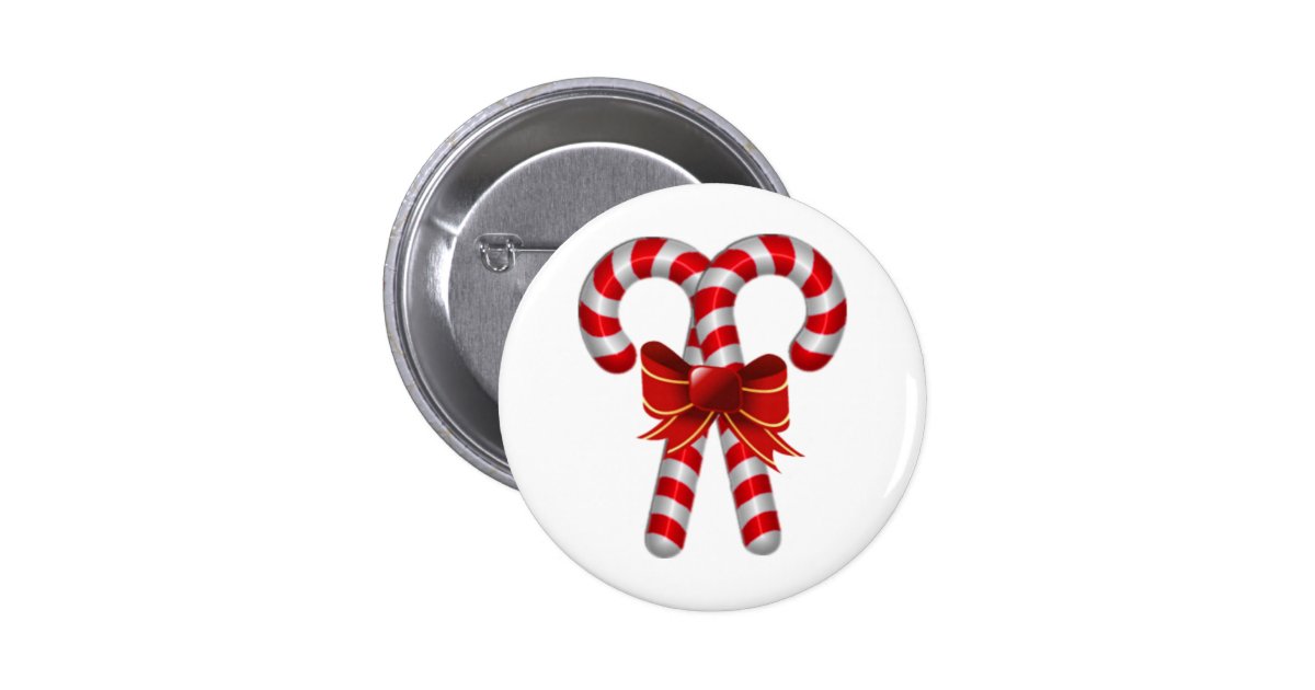 Crossed Candy Canes Button Zazzle