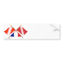 Crossed flags of Alsace and Bas-Rhin Bumper Stickers