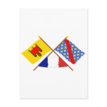 Crossed flags of Auvergne and Allier Postcards