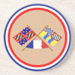 Crossed flags of Bourgogne and Saône-et-Loire Coaster