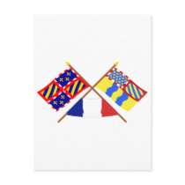 Crossed flags of Bourgogne and Saône-et-Loire Post Cards