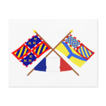 Crossed flags of Bourgogne and Yonne Post Cards