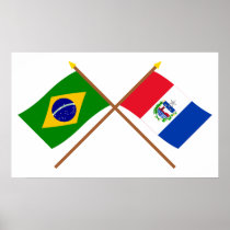 Crossed Flags of Brazil and Alagoas Poster