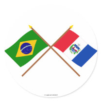 Crossed Flags of Brazil and Alagoas Round Sticker