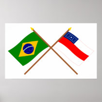 Crossed Flags of Brazil and Amazonas Print