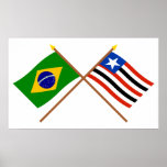 Crossed Flags of Brazil and Maranhão Print